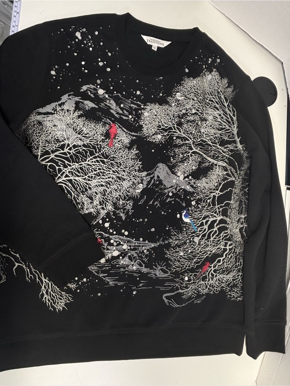 Northern Traditions Winter Bird & Nature Scene Crewneck Sweatshirt Size S - Picture 3 of 3